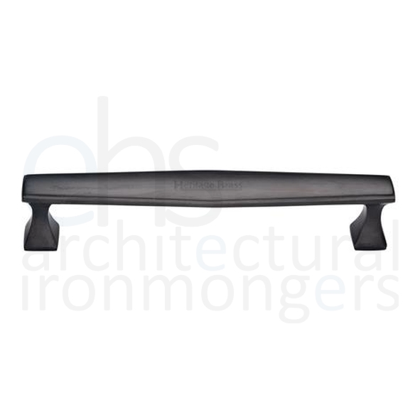 C0334 160-BKMT • 160 x 177 x 35mm • Matt Black • Heritage Brass Art Deco Cabinet Pull Handle